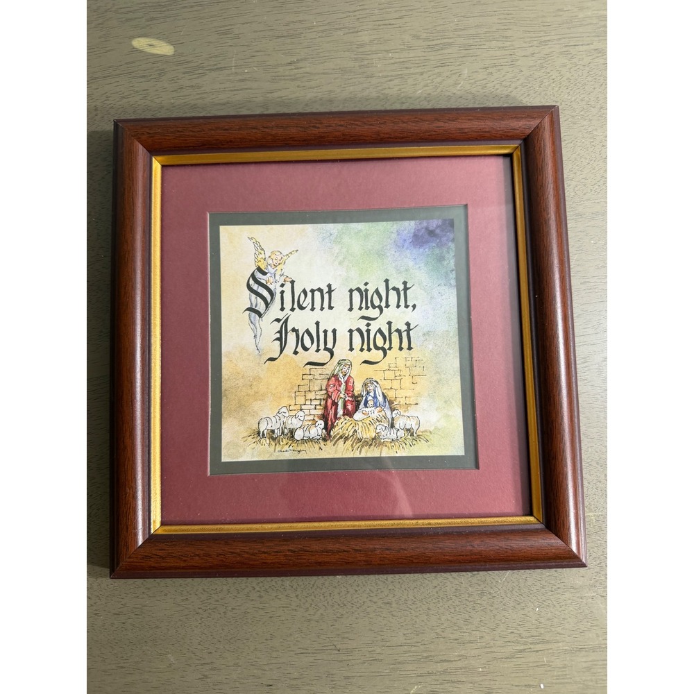 Home Interiors Silent Night Holy Night Nativity Framed Art Christmas Decor USA
